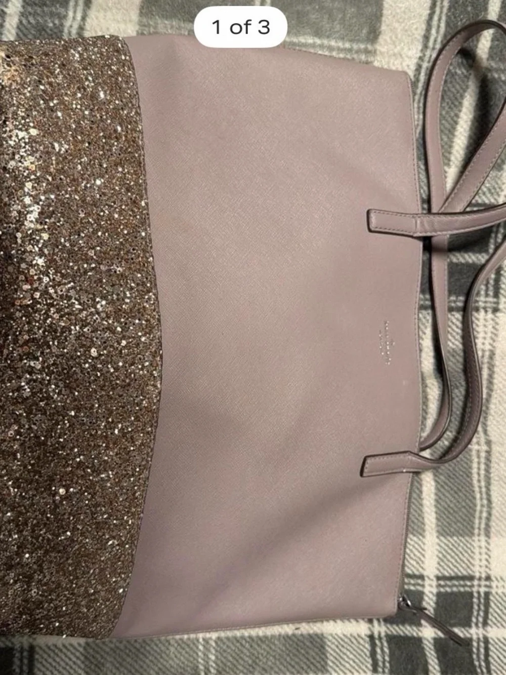 kate spade Mauve Tote with Rose Gold Glitter Panel